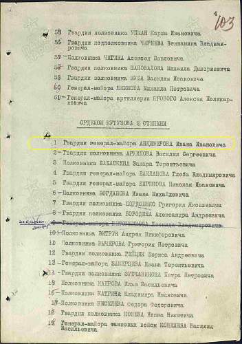 Order of Kutuzov II for actions at Kursk