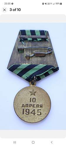 Medal for the capture of Koenigsberg with document