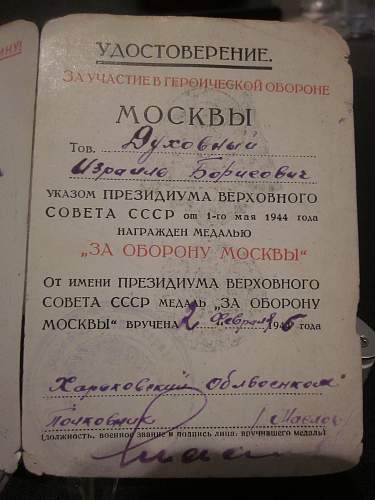 'Defense of Moscow' &amp; 'Capture of Berlin' Medals and Booklets