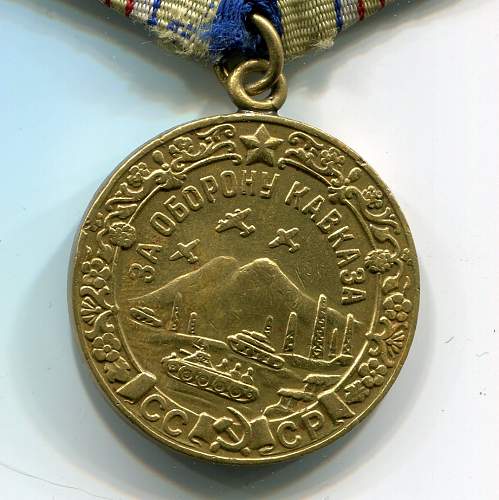 Defense of the Caucasus Medal with maker stamped suspension