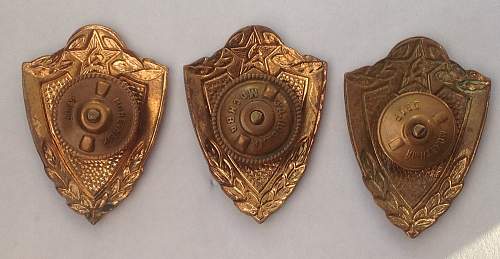 Soviet Army Proficiency badges, 1st, 2nd and 3rd class.