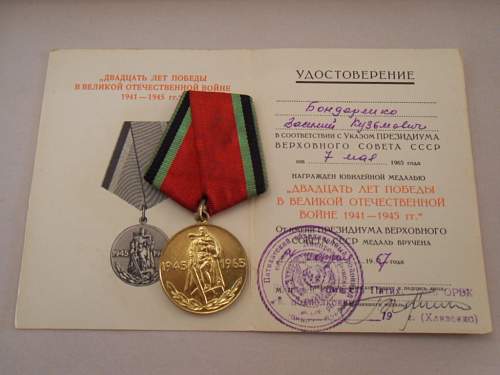 Twenty Years of Victory in the Great Patriotic War 1941-1945 Medal - Share