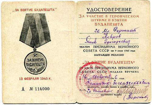 Campaign medal documents