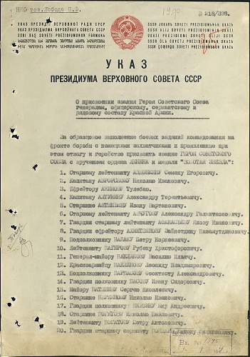 Documents group of Sergeant Vasiliy Nikiforovich Shpagin, Hero of the Soviet Union (#4596)