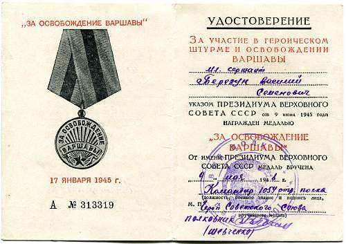 Campaign medal documents