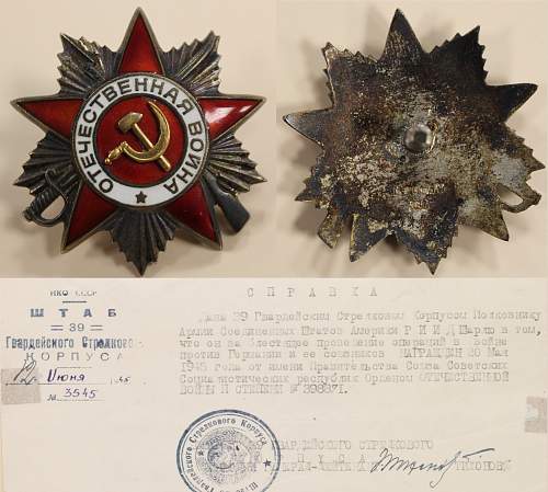 Order of the Patriotic War 2nd class: Awarded to the American CDR of the Second Mechanized Cavalry Group.