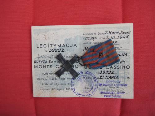 Original Monte Cassino Cross and Document???