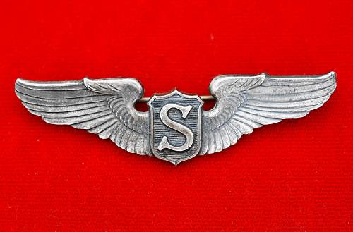 US Service Pilot Wings - WW2 Pin Back Sterling