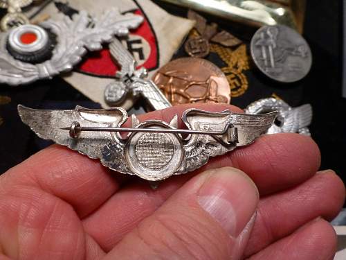 US Service Pilot Wings - WW2 Pin Back Sterling