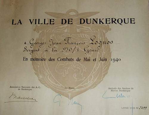 1940 Dunkirk medal + Document