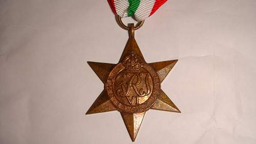 Ww2 italy star, 1939-45 star, france &amp; germany star,etc..