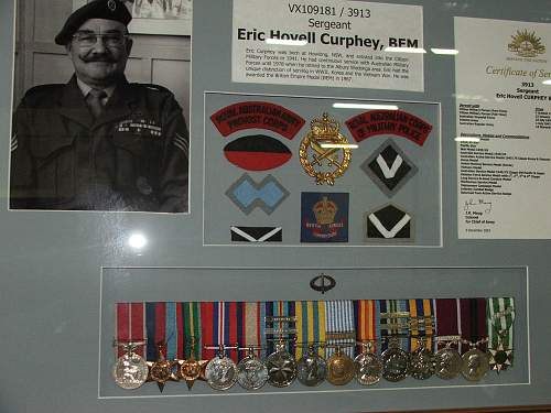 Australian Army MP SGT Curphey's medal group. (Impressive)