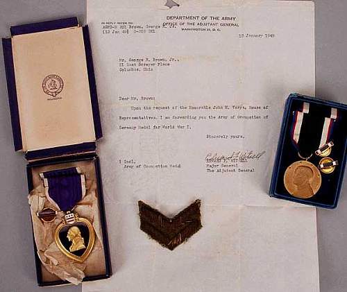 Exceedingly rare Purple Heart: WWI MSCC Purple Heart to Capt. George R. Brown