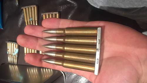 1912 DWM, 1923 FAOC and 1932 HP ammo and unidentified (9.3X82 maybe?) ammo.