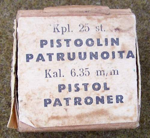 Old box of Finnish 6.35mm AMMO