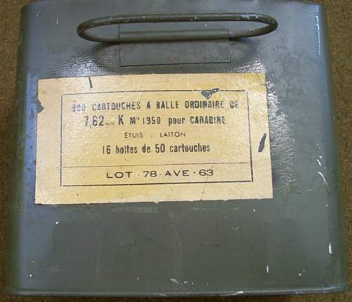 French &quot;SPAM CAN' M1 Carbine Ammo