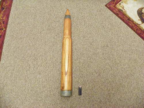 3 inch MK6 44 marked  Beautiful wood practice artillery shell.