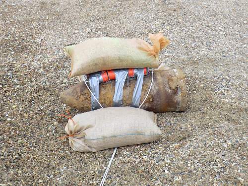 WW.2 German roll mine found at Gorey Castle in Jersey.