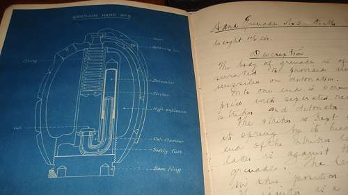 WW1 Canadian Armies O/C Grenade School hand written manual with blueprints!!!