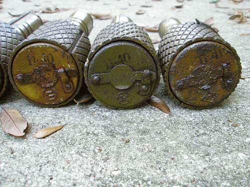 Some of the untouched grenades from the war time found