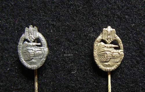 Panzerkampfabzeichen in Silber, stick pin.