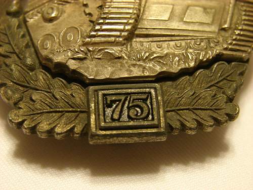 Assistance with &quot;75&quot; Panzerkampfabzeichen Badge