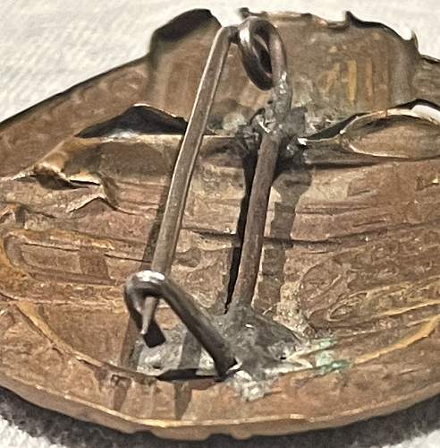 Panzerkampfabzeichen in Bronze Stalingrad Variant with Original Soldered Pin