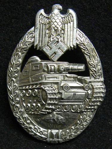 Panzerkampfabzeichen in Silber, Unknown Maker, Pillow Crimp