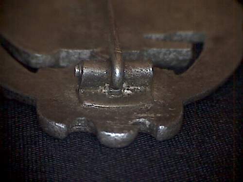 Meybauer Panzerkampfabzeichen in Silver.  Solid Zinc Type 4.3.4.