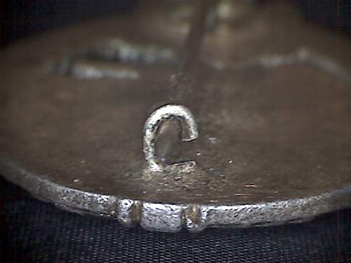 Meybauer Panzerkampfabzeichen in Silver.  Solid Zinc Type 4.3.4.