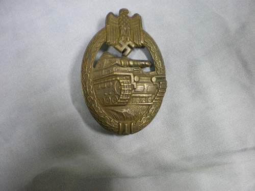 Panzer assault badge in bronze