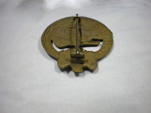 Panzer assault badge in bronze