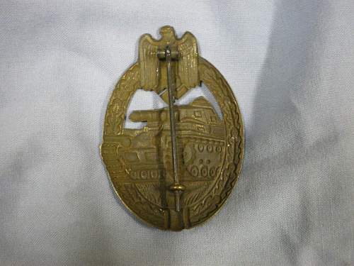 Panzer assault badge in bronze