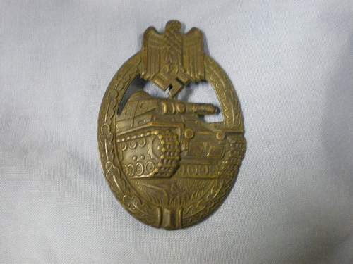 Panzer assault badge in bronze