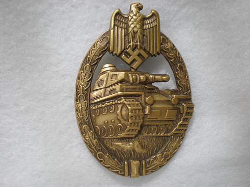 Panzer assault badge in bronze