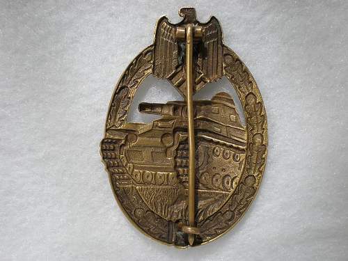 Panzer assault badge in bronze