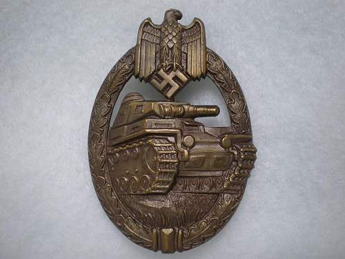 Panzer assault badge in bronze