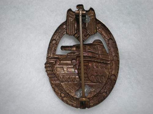 Panzer assault badge in bronze
