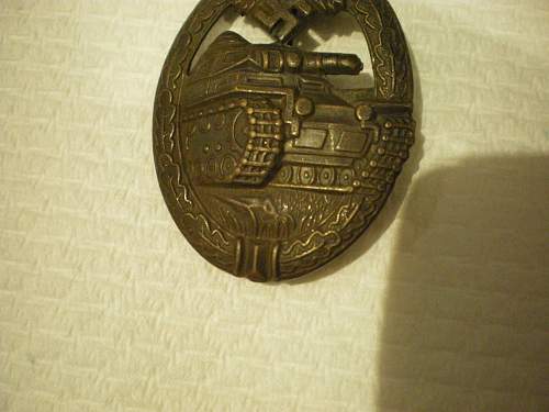 Panzer assault badge in bronze