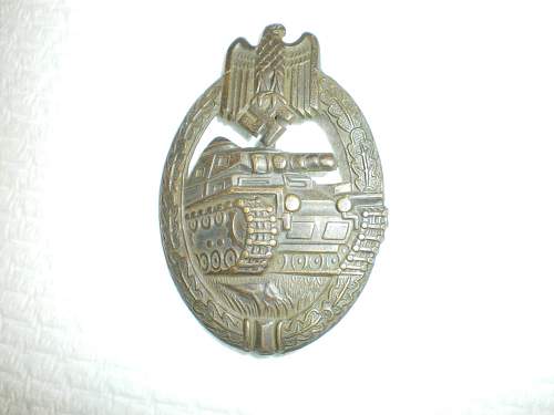 Panzer assault badge in bronze