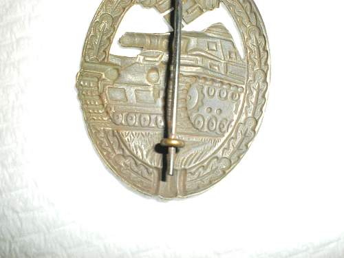 Panzer assault badge in bronze