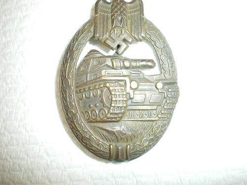 Panzer assault badge in bronze