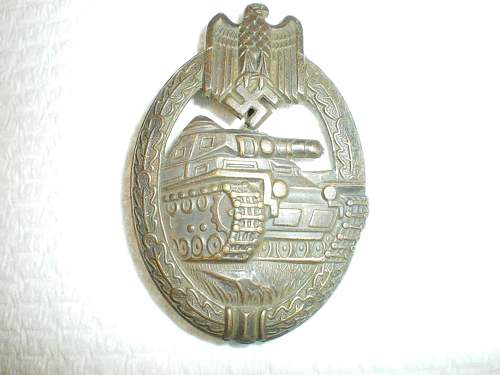 Panzer assault badge in bronze