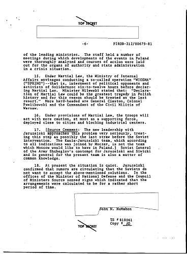 CIA historical collections section — Poland