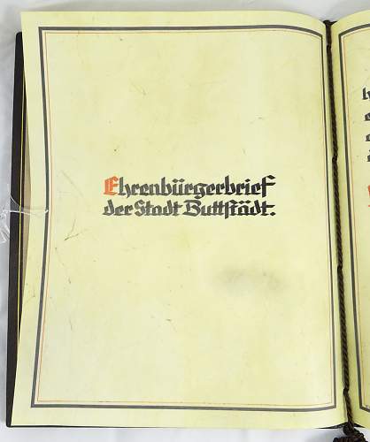 Ehrenbürger (honorary citizenship) document awarded to Fritz Sauckel