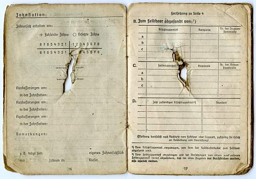 Shrapnel Damaged Possible KIA Soldbuch