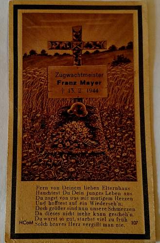 Franz Mayer death notice.