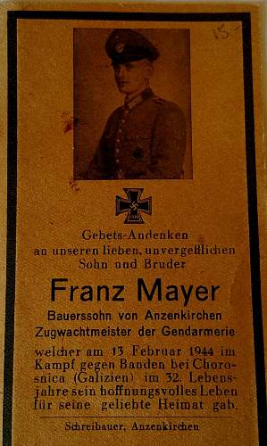 Franz Mayer death notice.