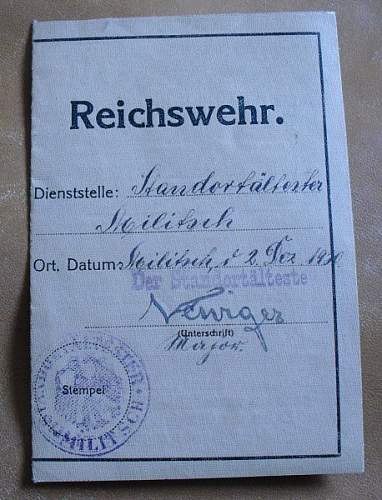 Reichswehr Pass for worker?
