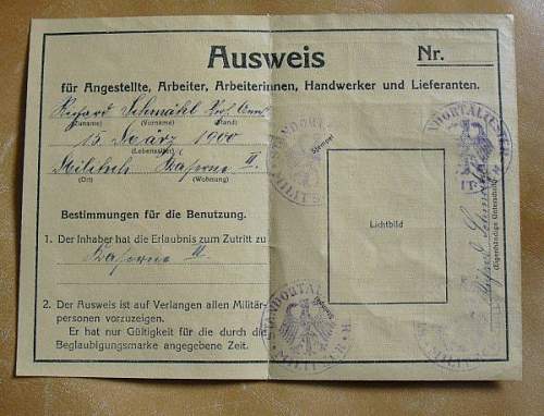 Reichswehr Pass for worker?